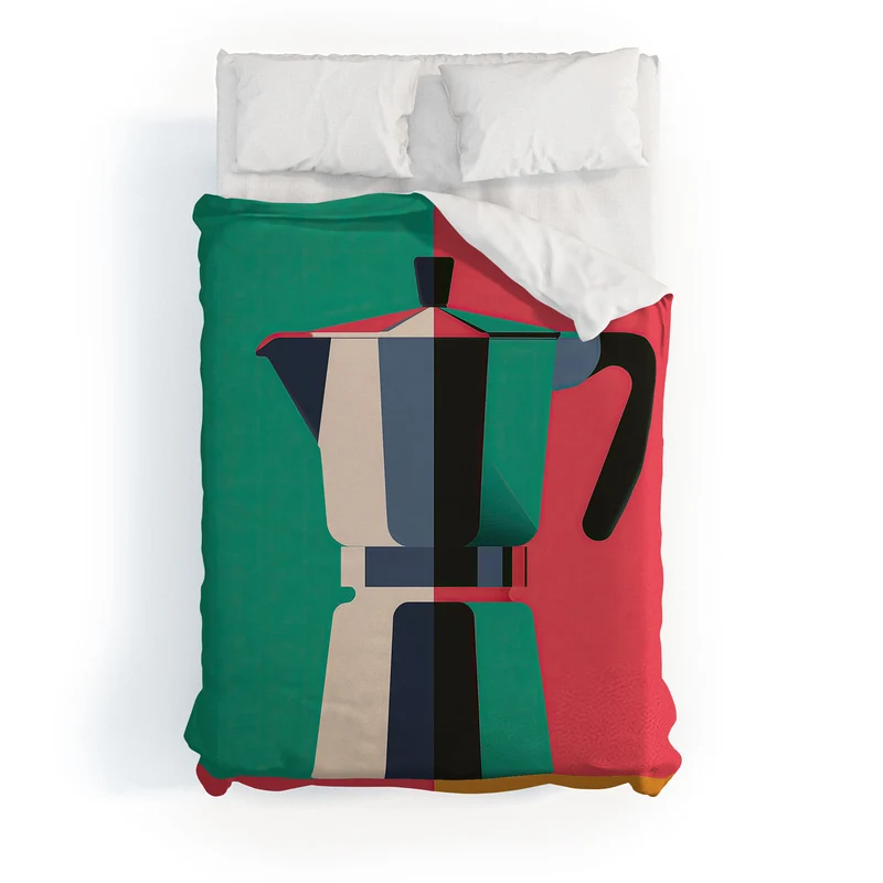 Abstract Moka Pot Coffee Still Life In Colorful Block Art Duvet Cover