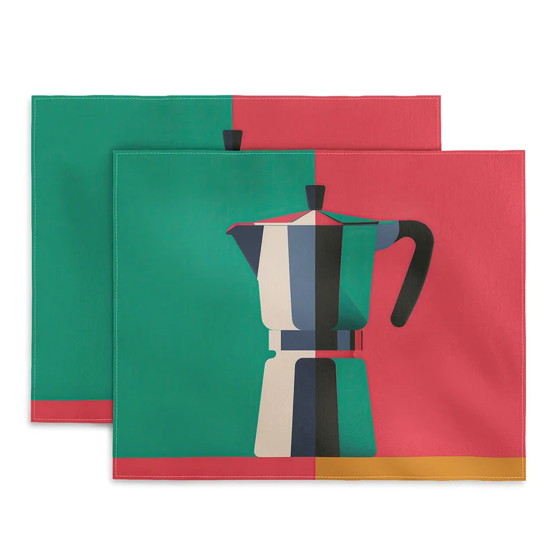 Abstract Moka Pot Coffee Still Life In Colorful Block Art Placemat