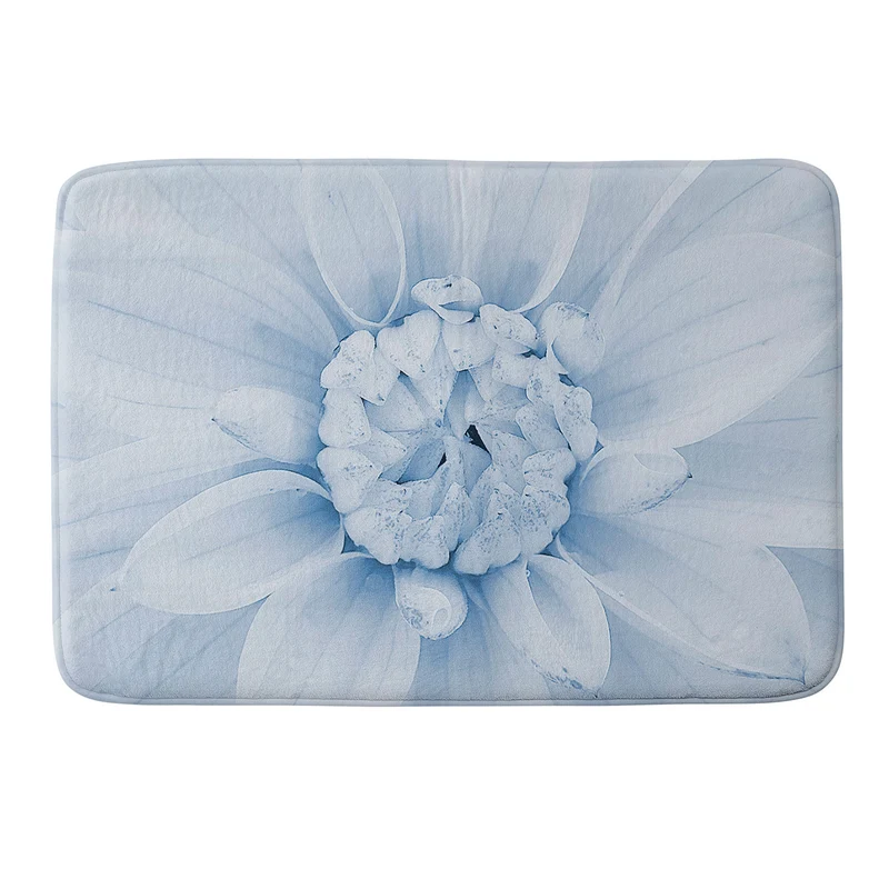 Ethereal dahlia closeup muted blue and gray botanical art no1 Bath Mat