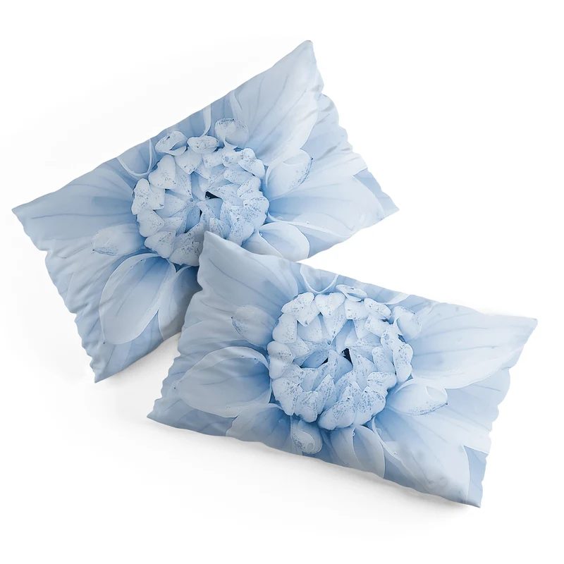 Ethereal dahlia closeup muted blue and gray botanical art no1 Pillow Sham