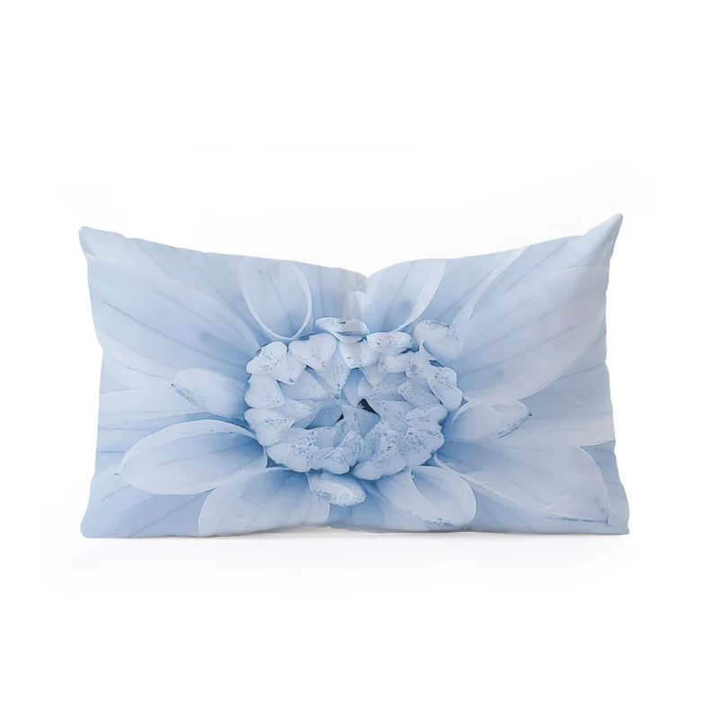 Ethereal dahlia closeup muted blue and gray botanical art no1 Rectangular Pillow