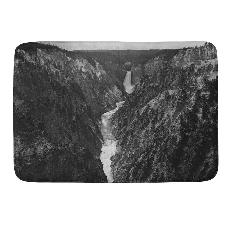 Grand Canyon of the Yellowstone and falls vintage wilderness black and white photograph Bath Mat