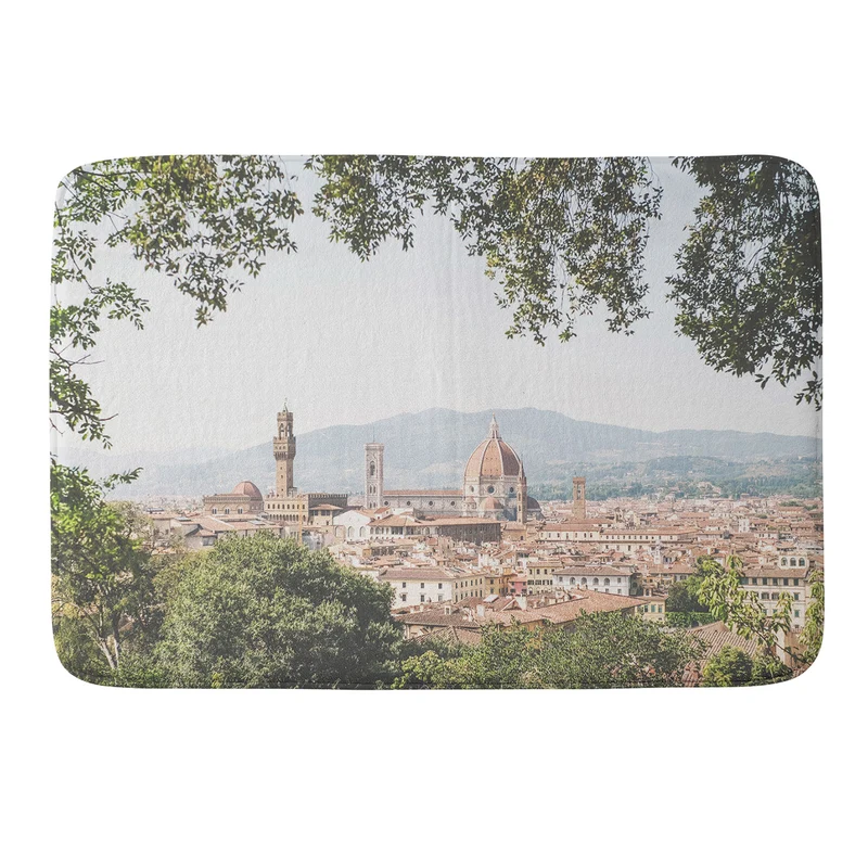 Florence Italy I Tuscany skyline and Santa Maria del Fiore Duomo dome from Villa Bardini gardens Bath Mat