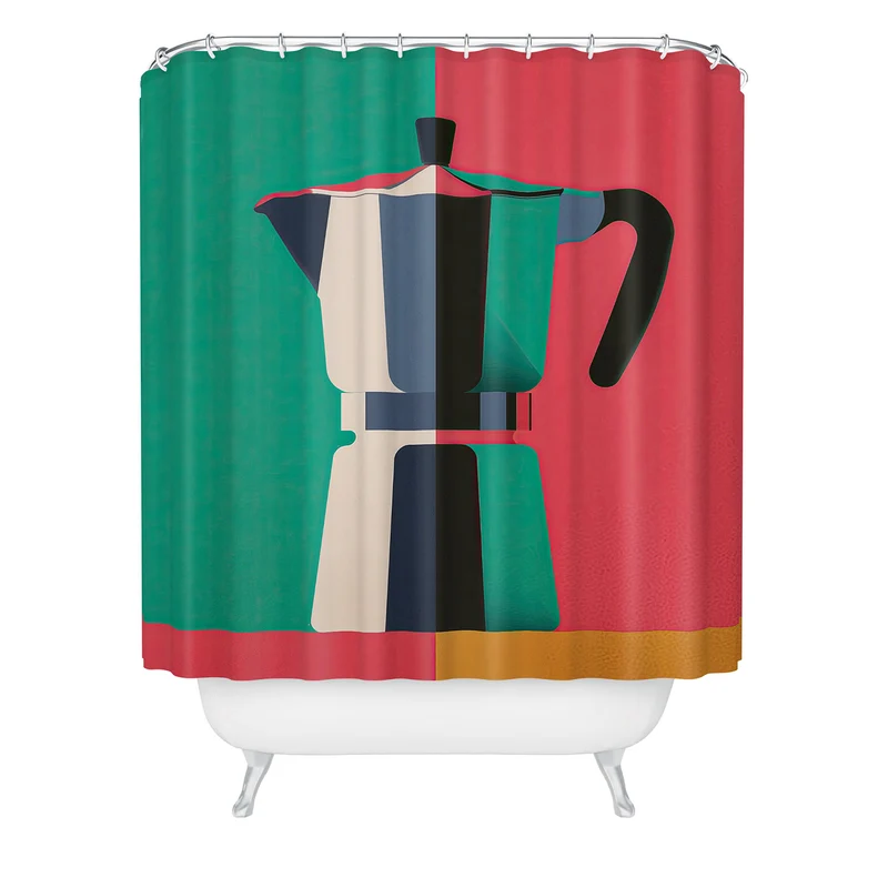 Abstract Moka Pot Coffee Still Life In Colorful Block Art Shower Curtain