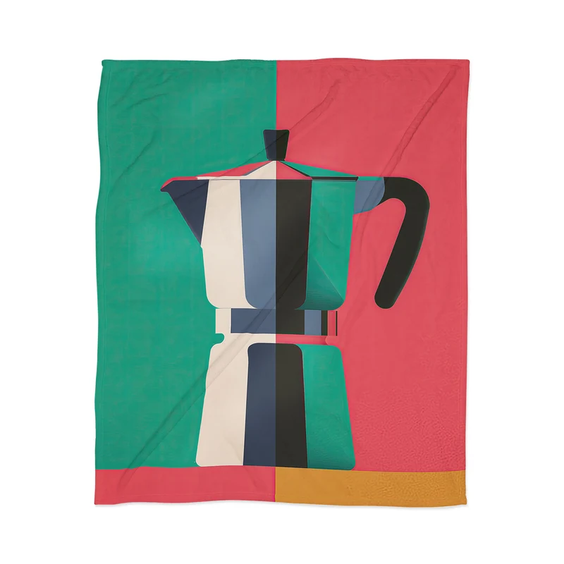 Abstract Moka Pot Coffee Still Life In Colorful Block Art Throw Blanket