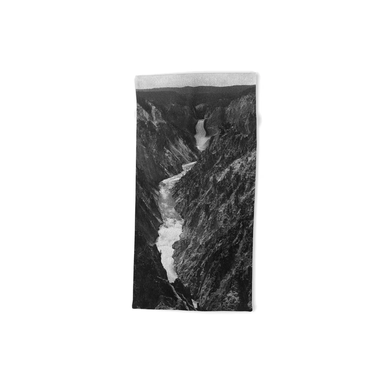 Grand Canyon of the Yellowstone and falls vintage wilderness black and white photograph Bath Towel