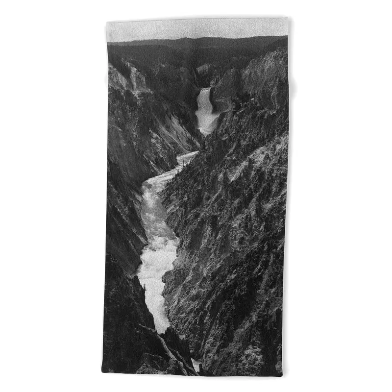 Grand Canyon of the Yellowstone and falls vintage wilderness black and white photograph Bath Towel