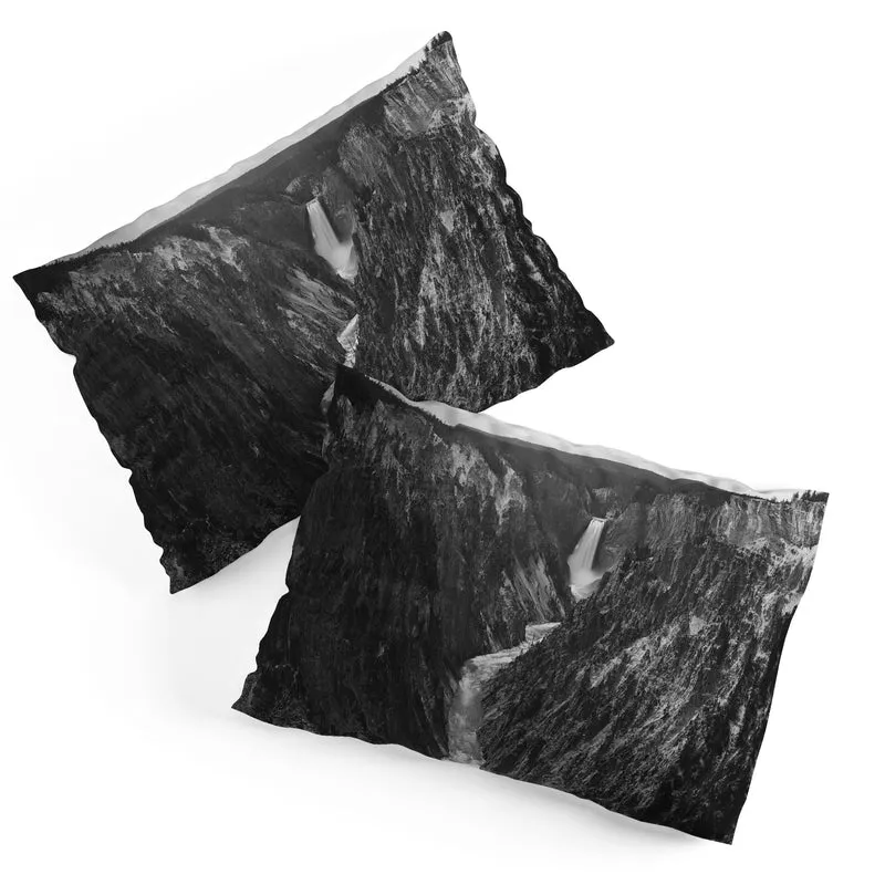 Grand Canyon of the Yellowstone and falls vintage wilderness black and white photograph Pillow Sham