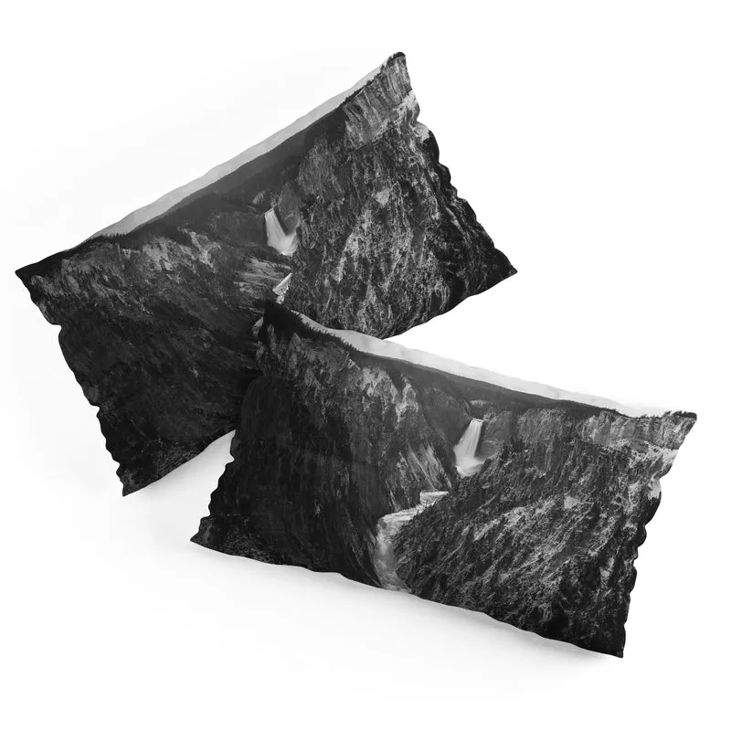 Grand Canyon of the Yellowstone and falls vintage wilderness black and white photograph Pillow Sham