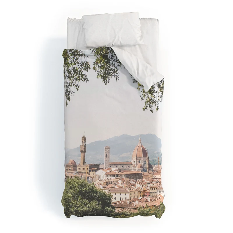 Florence Italy I Tuscany skyline and Santa Maria del Fiore Duomo dome from Villa Bardini gardens Duvet Cover