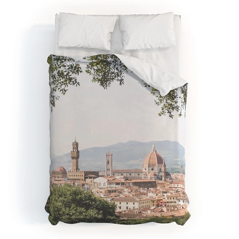 Florence Italy I Tuscany skyline and Santa Maria del Fiore Duomo dome from Villa Bardini gardens Duvet Cover