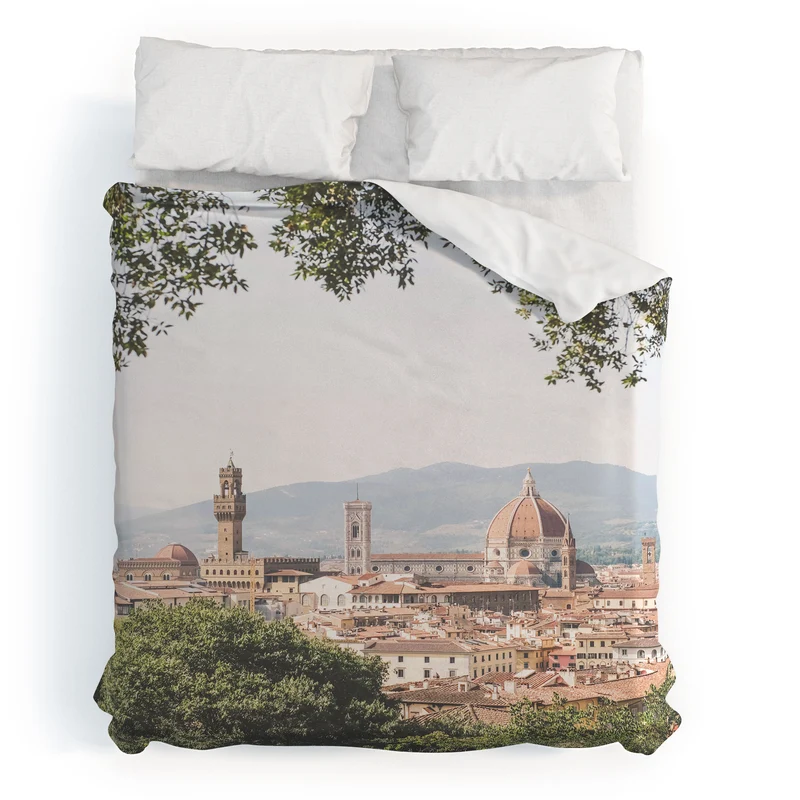 Florence Italy I Tuscany skyline and Santa Maria del Fiore Duomo dome from Villa Bardini gardens Duvet Cover