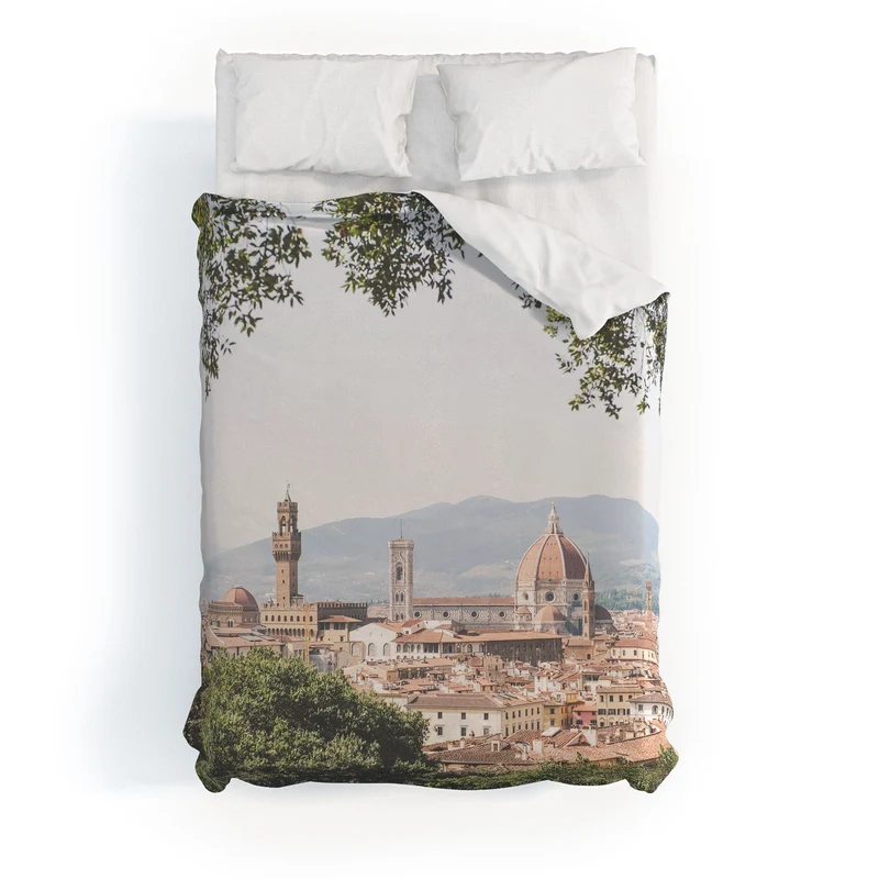 Florence Italy I Tuscany skyline and Santa Maria del Fiore Duomo dome from Villa Bardini gardens Duvet Cover
