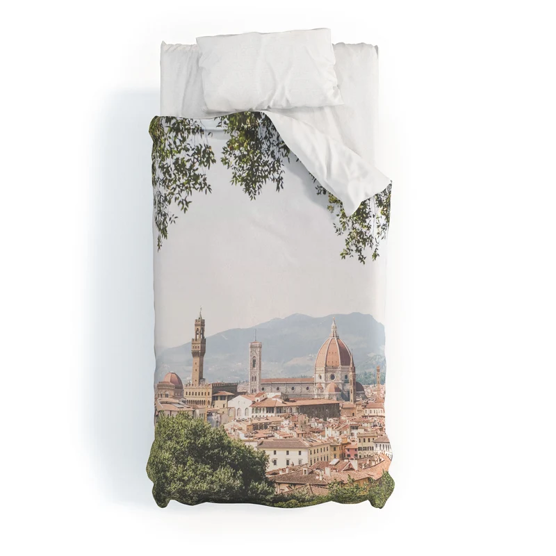 Florence Italy I Tuscany skyline and Santa Maria del Fiore Duomo dome from Villa Bardini gardens Duvet Cover