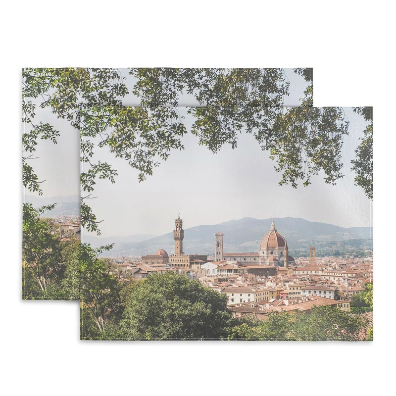 Florence Italy I Tuscany skyline and Santa Maria del Fiore Duomo dome from Villa Bardini gardens Placemat