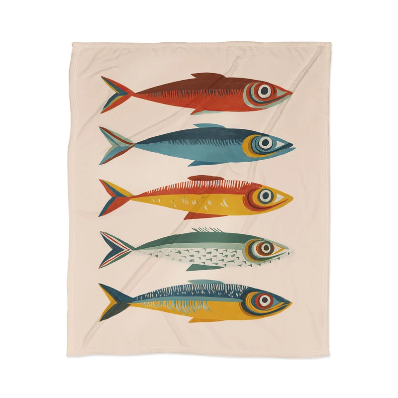 Rainbow Sardines Throw Blanket