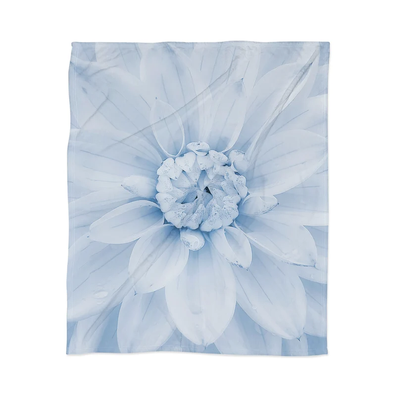 Ethereal dahlia closeup muted blue and gray botanical art no1 Throw Blanket