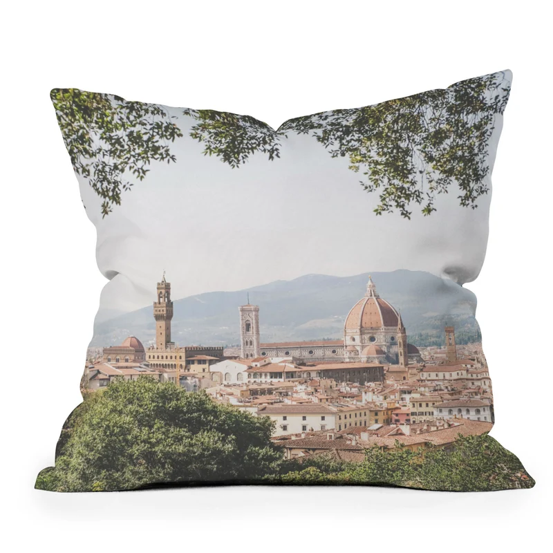 Florence Italy I Tuscany skyline and Santa Maria del Fiore Duomo dome from Villa Bardini gardens Throw Pillow