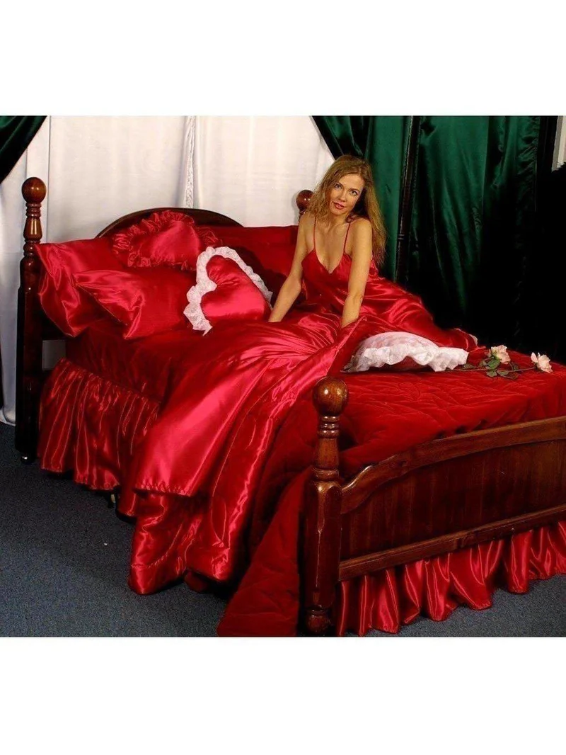 Zijdezacht satijnen lakenset - IS-Full maat, 600 draden per inch, lingerie satijn, zachte, elegante aanraking