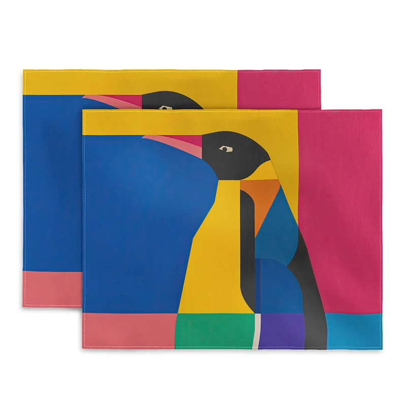 Abstract Penguin Portrait In Vibrant Modern Geometry Blocks Placemat