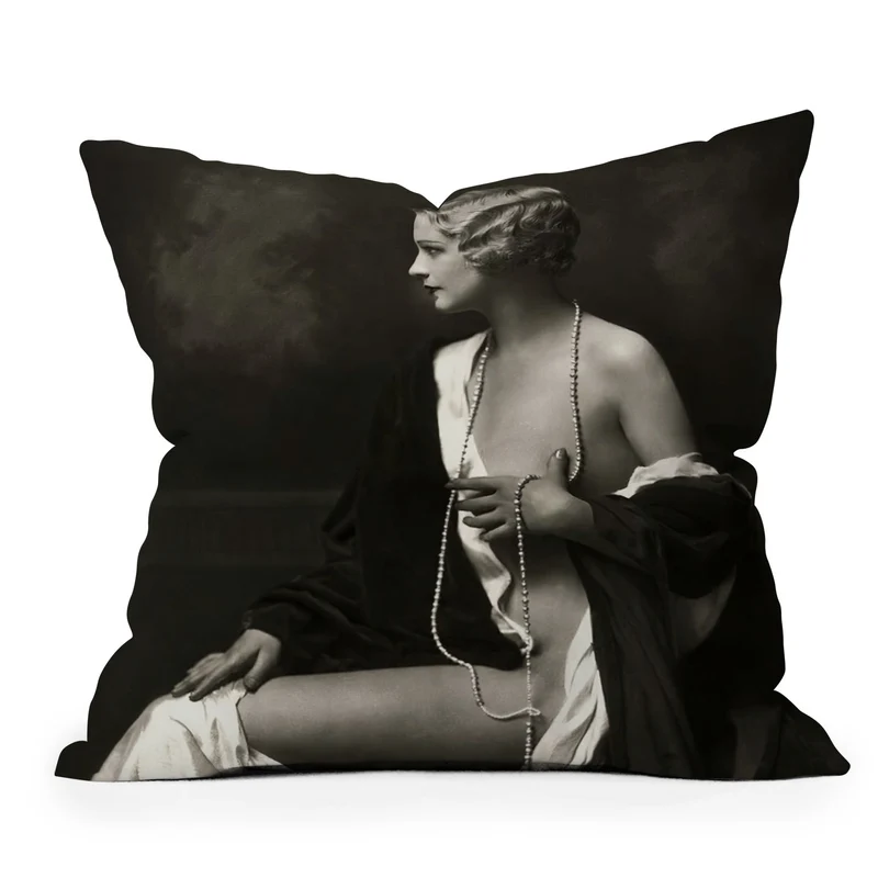 Ziegfeld Follies actress showgirl and dancer Marilynn Miller black and white vintage photograph Throw Pillow