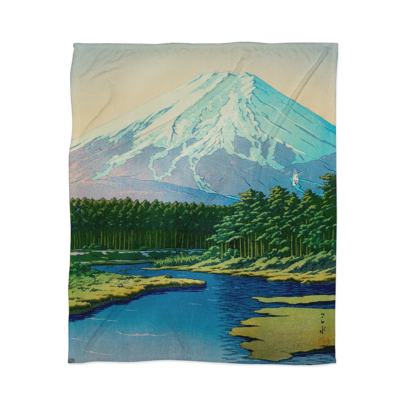 Kawase Hasui Mount Fuji Oshino Throw Blanket