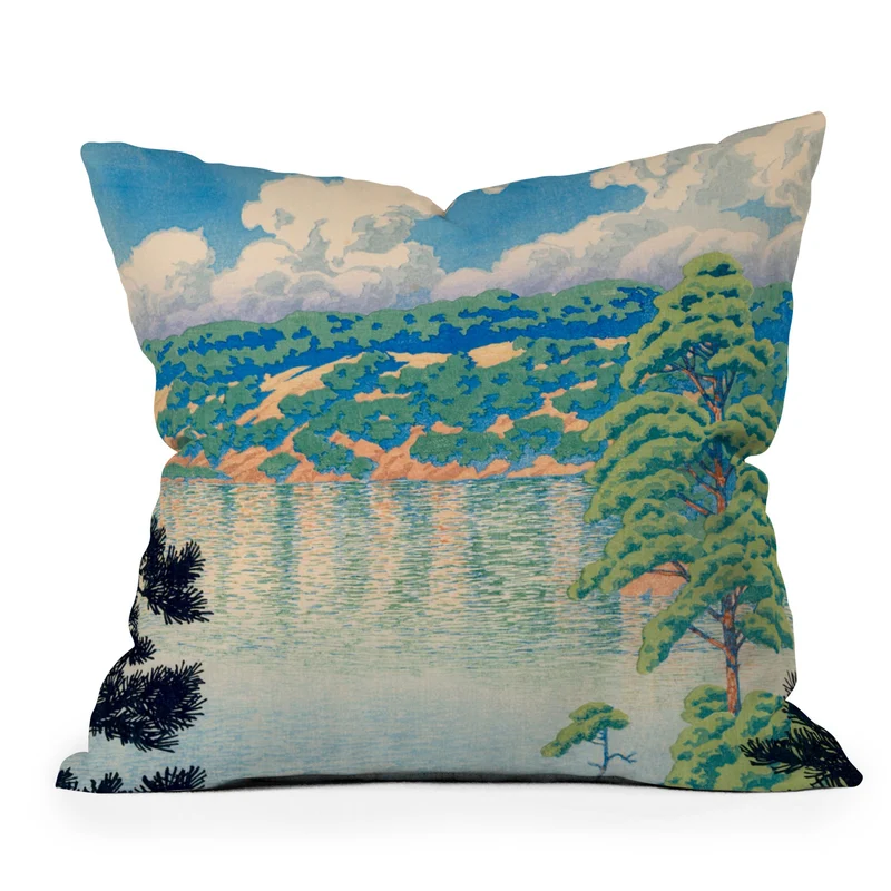 Hasui Karasu Marsh Akita Throw Pillow