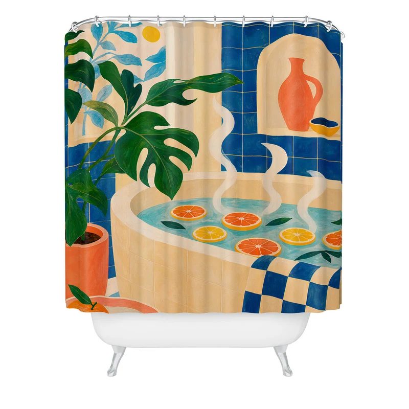 Citrus Infused Bath Illustration Shower Curtain