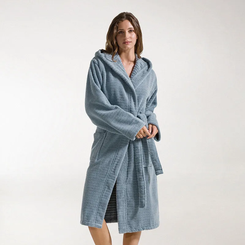 Accappatoio con Cappuccio stripe in Cotone 420 gr/mq