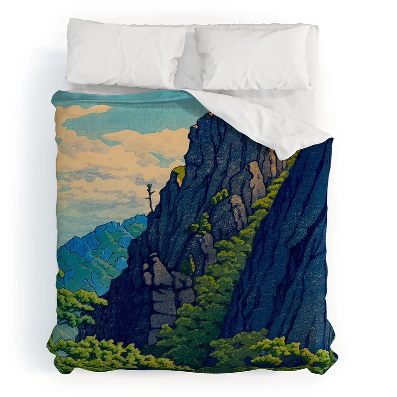 Hasui Sansen Cliff on Kongo Mountain Duvet Cover