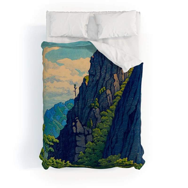 Hasui Sansen Cliff on Kongo Mountain Duvet Cover