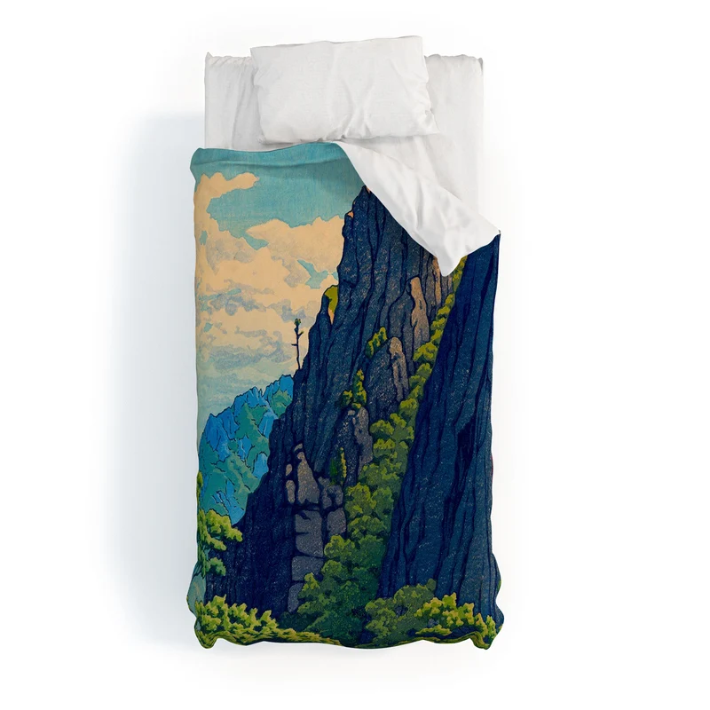 Hasui Sansen Cliff on Kongo Mountain Duvet Cover