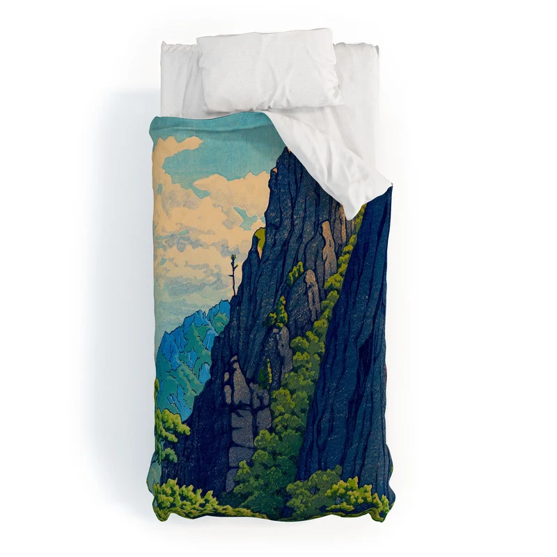 Hasui Sansen Cliff on Kongo Mountain Duvet Cover