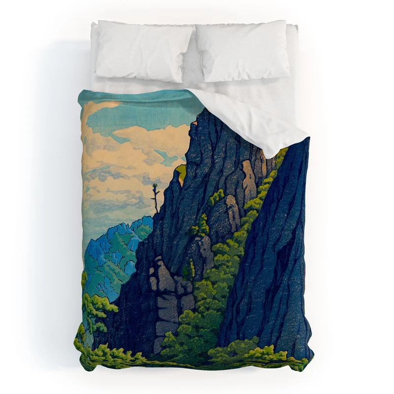 Hasui Sansen Cliff on Kongo Mountain Duvet Cover