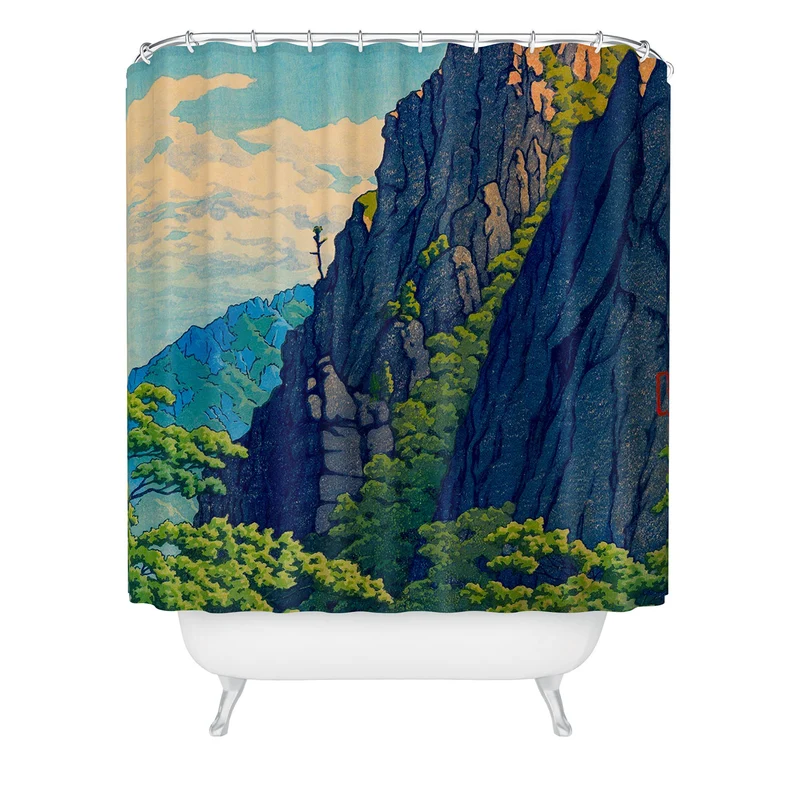 Hasui Sansen Cliff on Kongo Mountain Shower Curtain