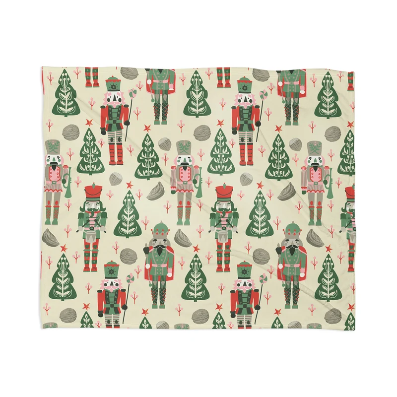 Festive Nutcracker Pattern Throw Blanket