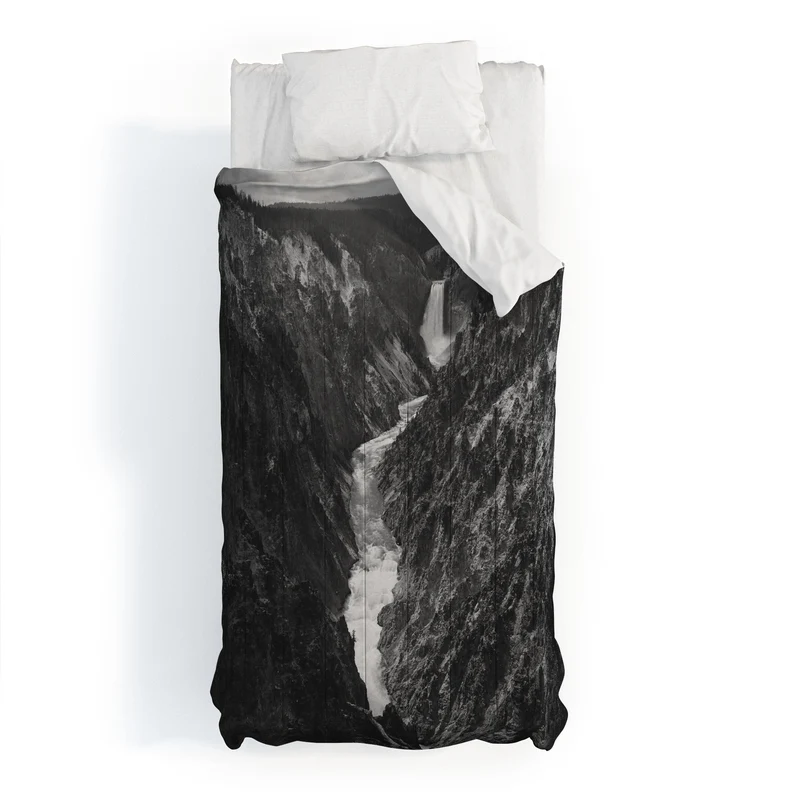 Grand Canyon of the Yellowstone and falls vintage wilderness black and white photograph Comforter