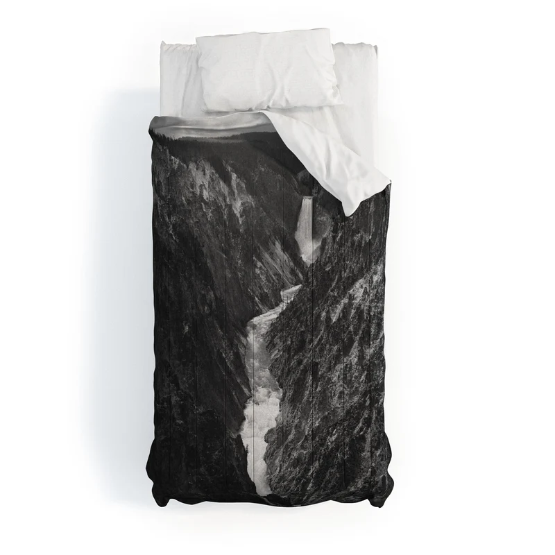 Grand Canyon of the Yellowstone and falls vintage wilderness black and white photograph Comforter