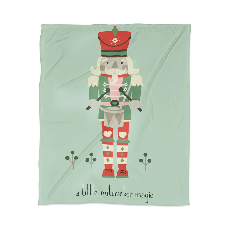 Little nutcracker magic mint green Throw Blanket