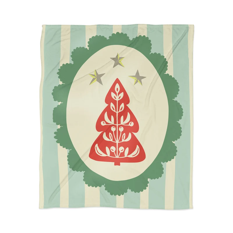 Framed Scandinavian Christmas Tree mint green Throw Blanket