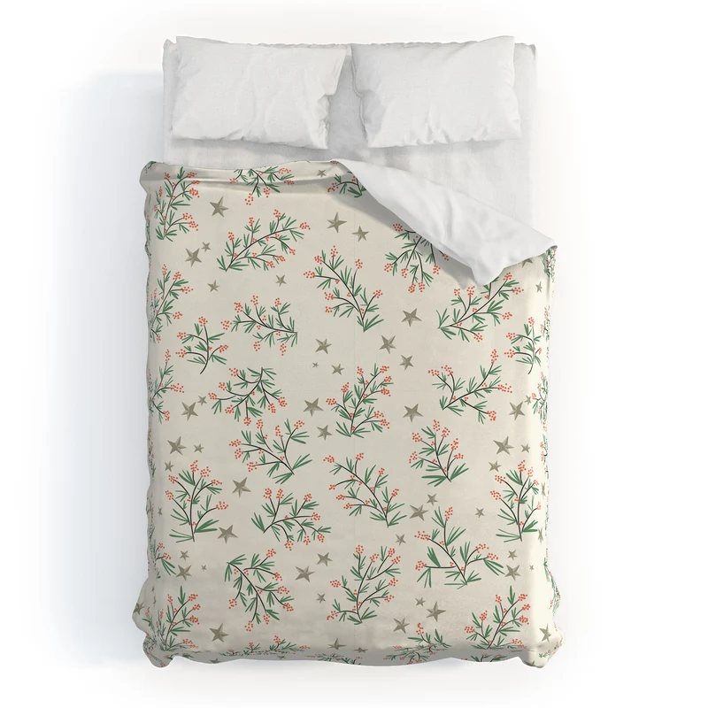 Traditional christmas pine branches cream pattern Duvet Cover