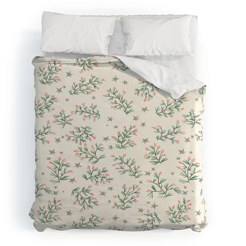 Traditional christmas pine branches cream pattern Duvet Cover
