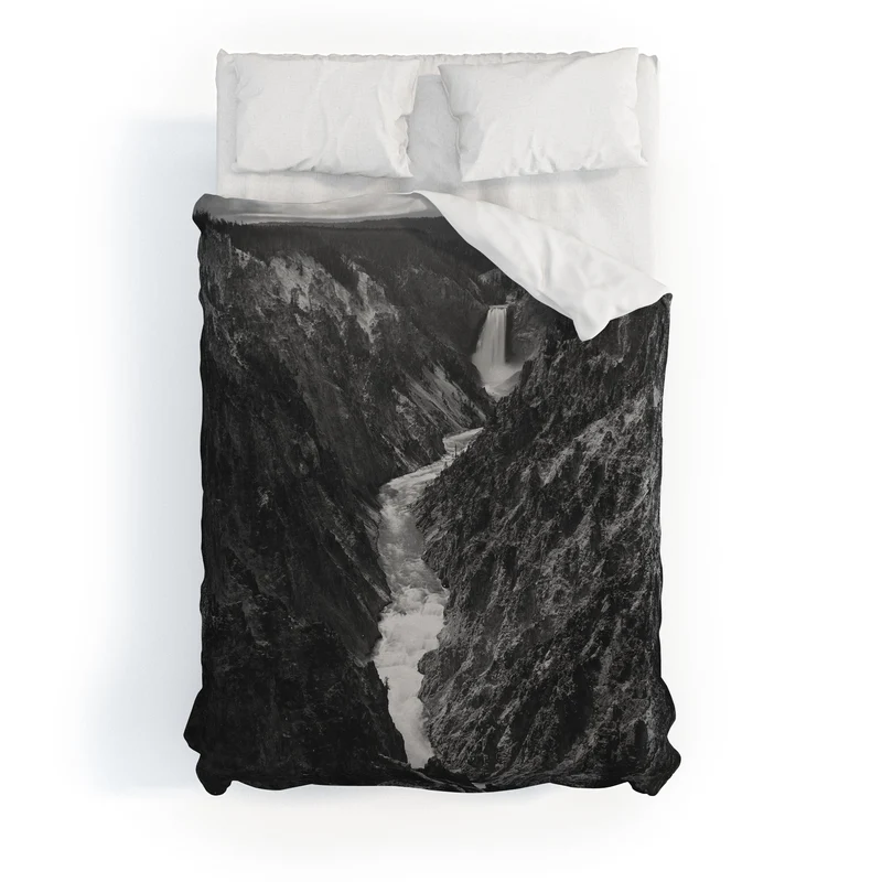 Grand Canyon of the Yellowstone and falls vintage wilderness black and white photograph Duvet Cover