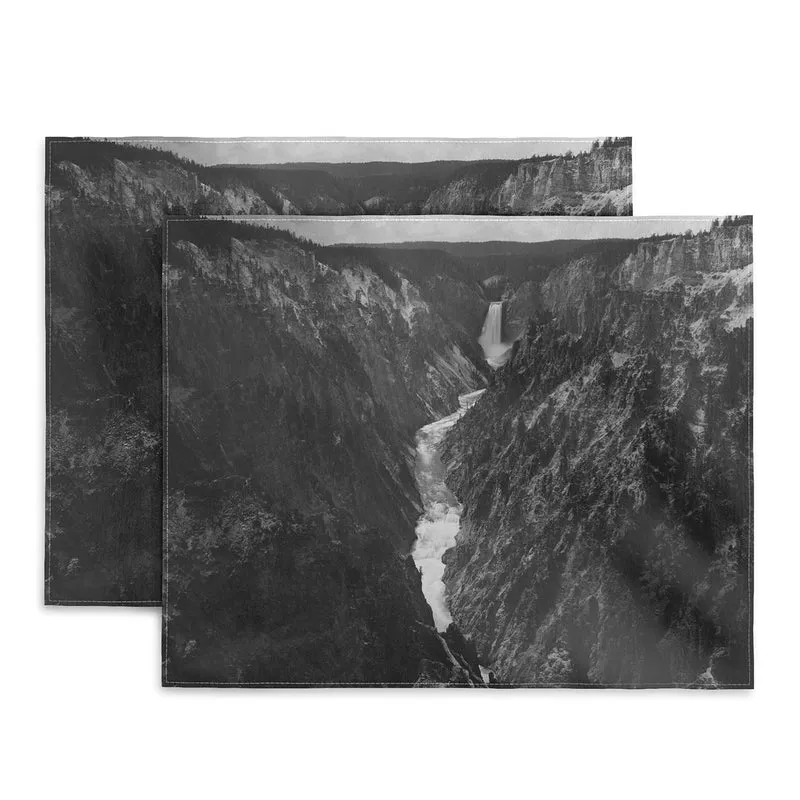 Grand Canyon of the Yellowstone and falls vintage wilderness black and white photograph Placemat