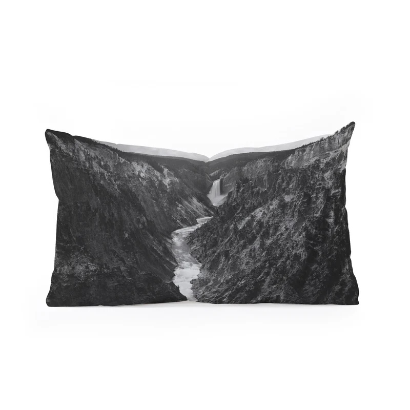 Grand Canyon of the Yellowstone and falls vintage wilderness black and white photograph Rectangular Pillow