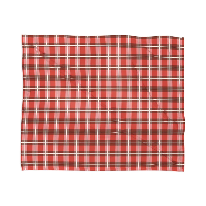 Classic Gingham traditional red Christmas Throw Blanket
