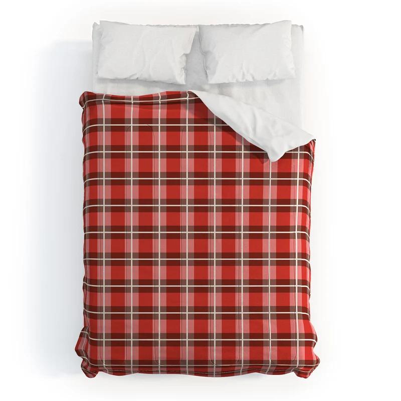 Classic Gingham traditional red Christmas Comforter