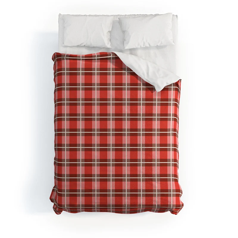 Classic Gingham traditional red Christmas Comforter