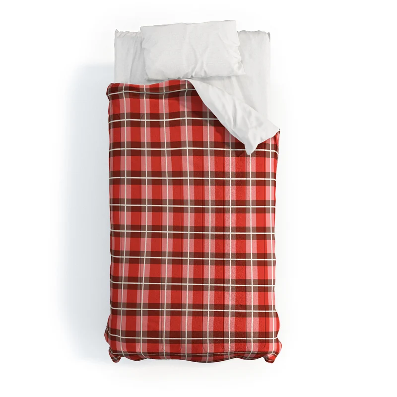 Classic Gingham traditional red Christmas Comforter