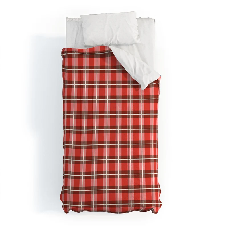 Classic Gingham traditional red Christmas Comforter